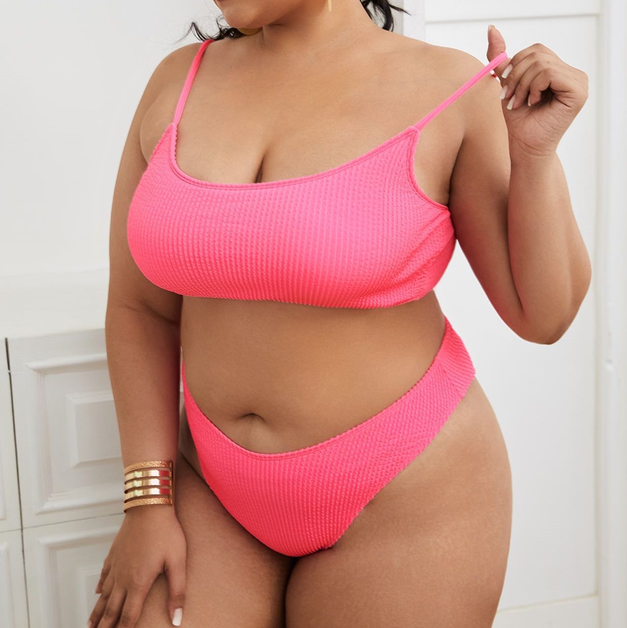 Plus-size Solid Color Bikini Swimsuit