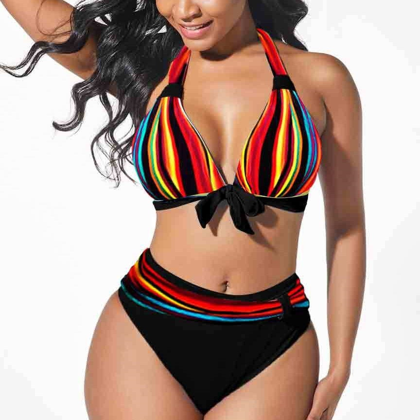 Women's Colorful Printed Plus Size Bikini Swimming Suit
